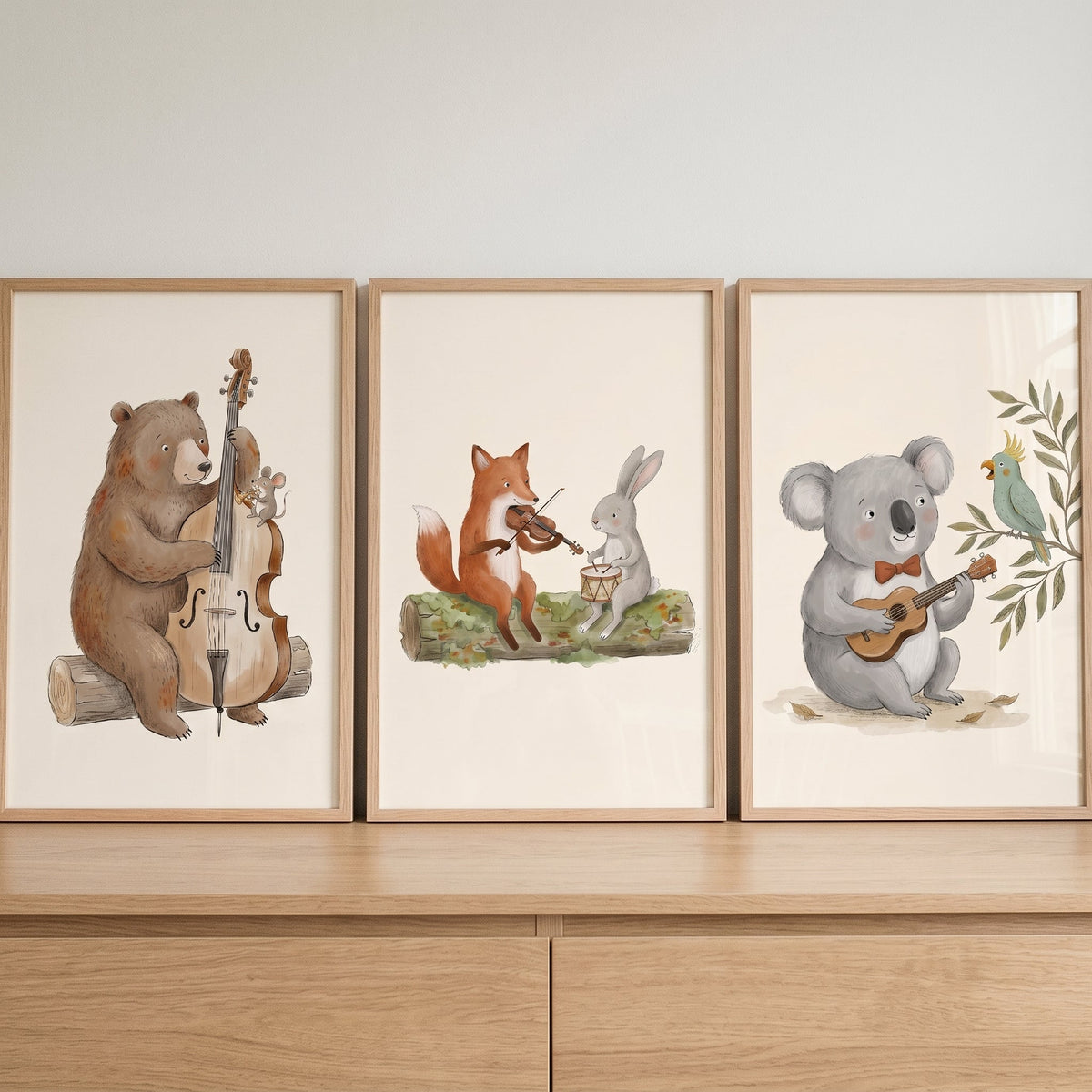 Woodland Animal Musicians Trio Digital Art