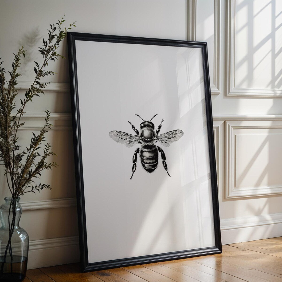 Minimalist Honeybee Digital Illustration