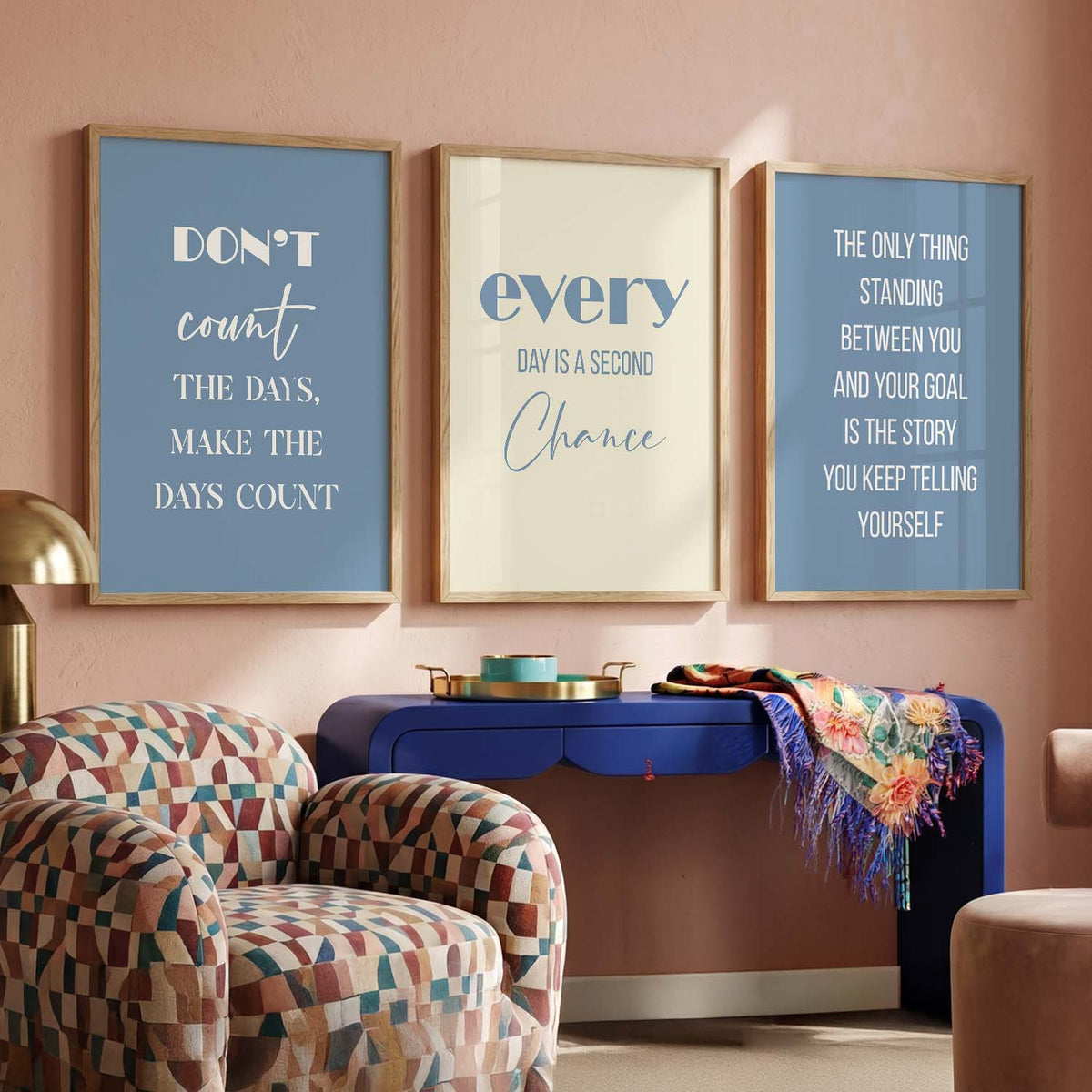 Inspirational Quote Typography Digital Art Trio