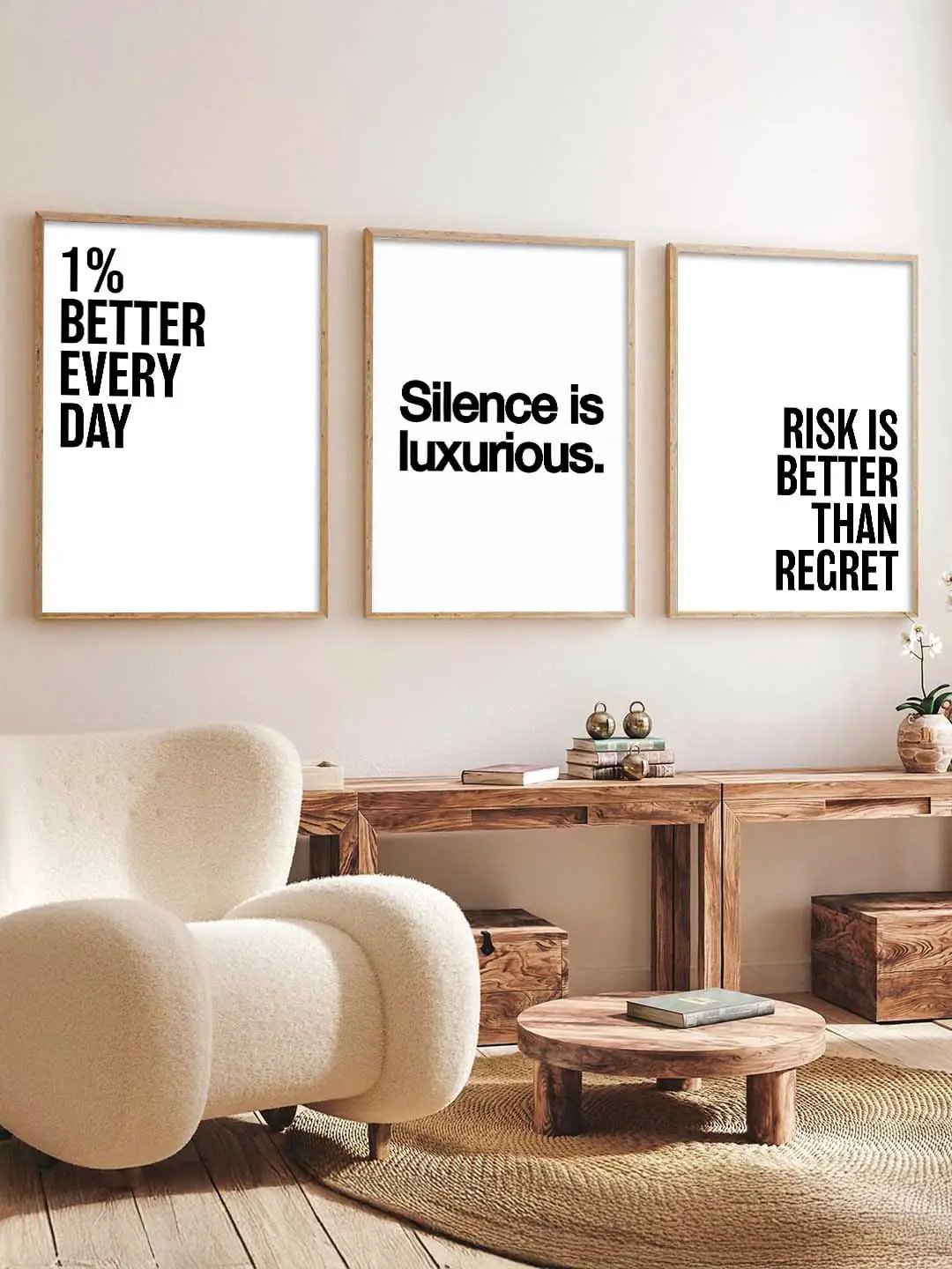 Minimalist Motivational Quote Wall Art Set of 3
