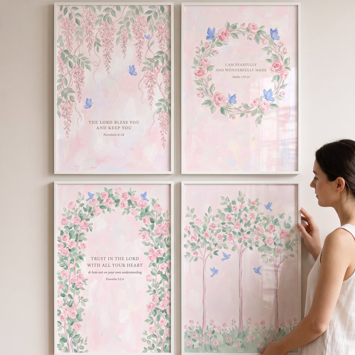 Pink Floral Scripture & Nature Digital Art Collection