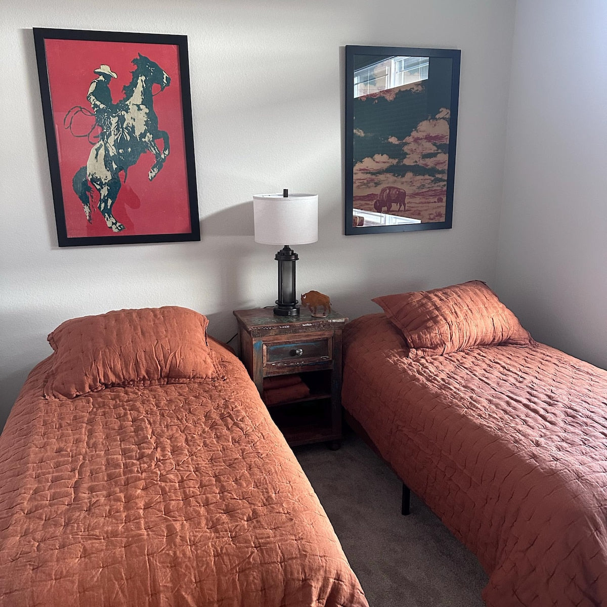 Red Wild West Cowboy Art Print