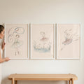 Watercolor Ballerina Triptych Digital Art Set