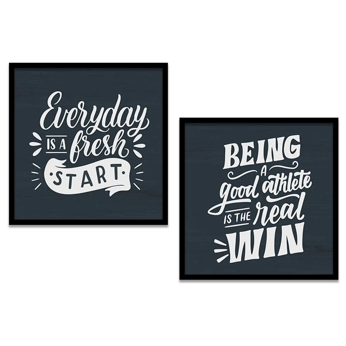Everyday Is A Fresh Start & Athlete Quote Typography Digital Art Set