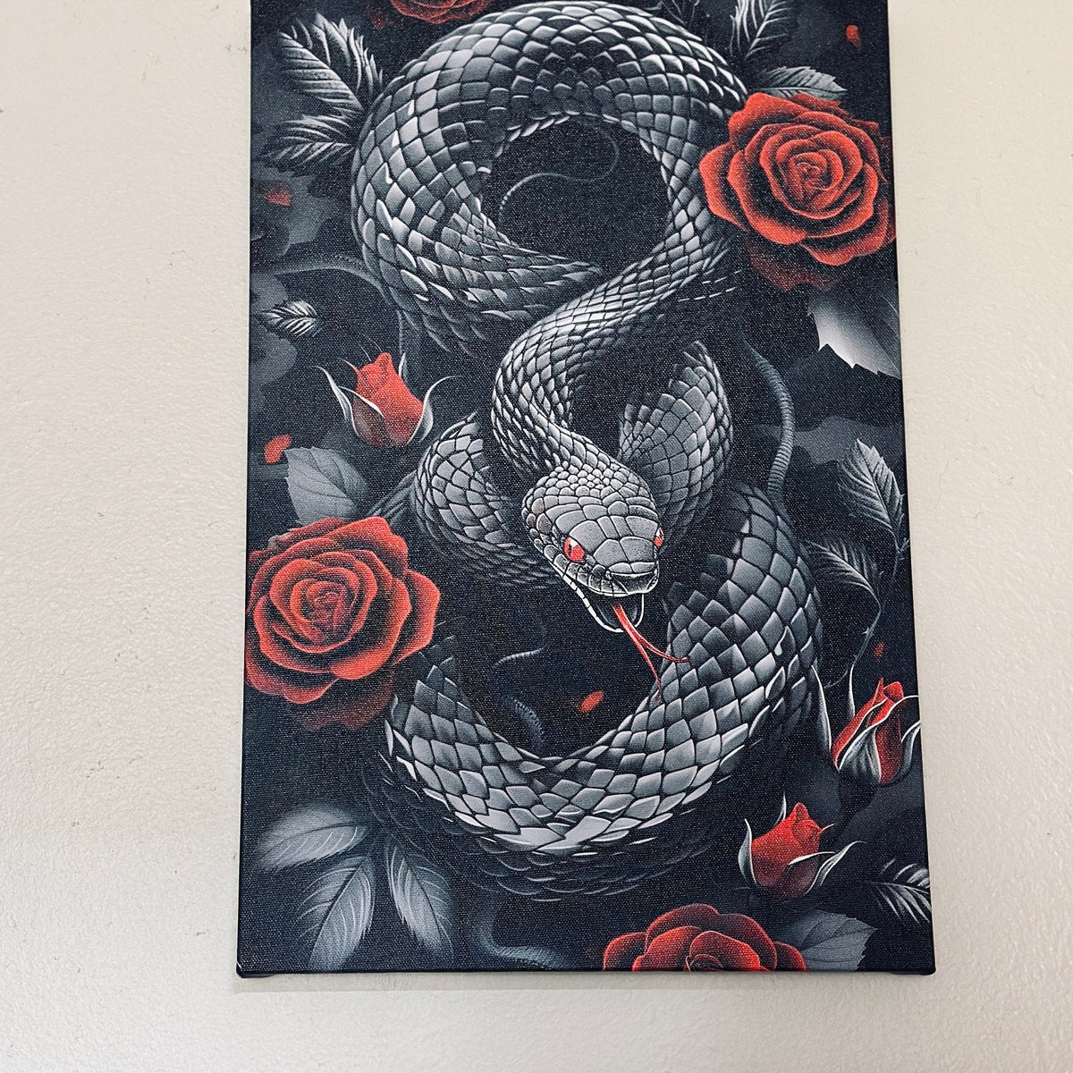 Gothic Serpent and Red Roses Canvas Wall Art