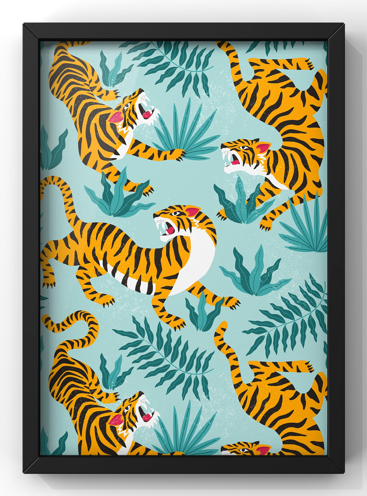 Fierce Tigers Jungle Pattern Digital Artwork