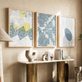 Blue Boho Botanical Triptych Digital Art