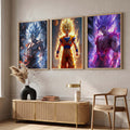 Epic Anime Warrior Evolution Digital Art Triptych