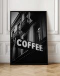 Black and White Coffee Sign Digital Print