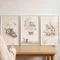 Whimsical Woodland Animal Adventures Triptych