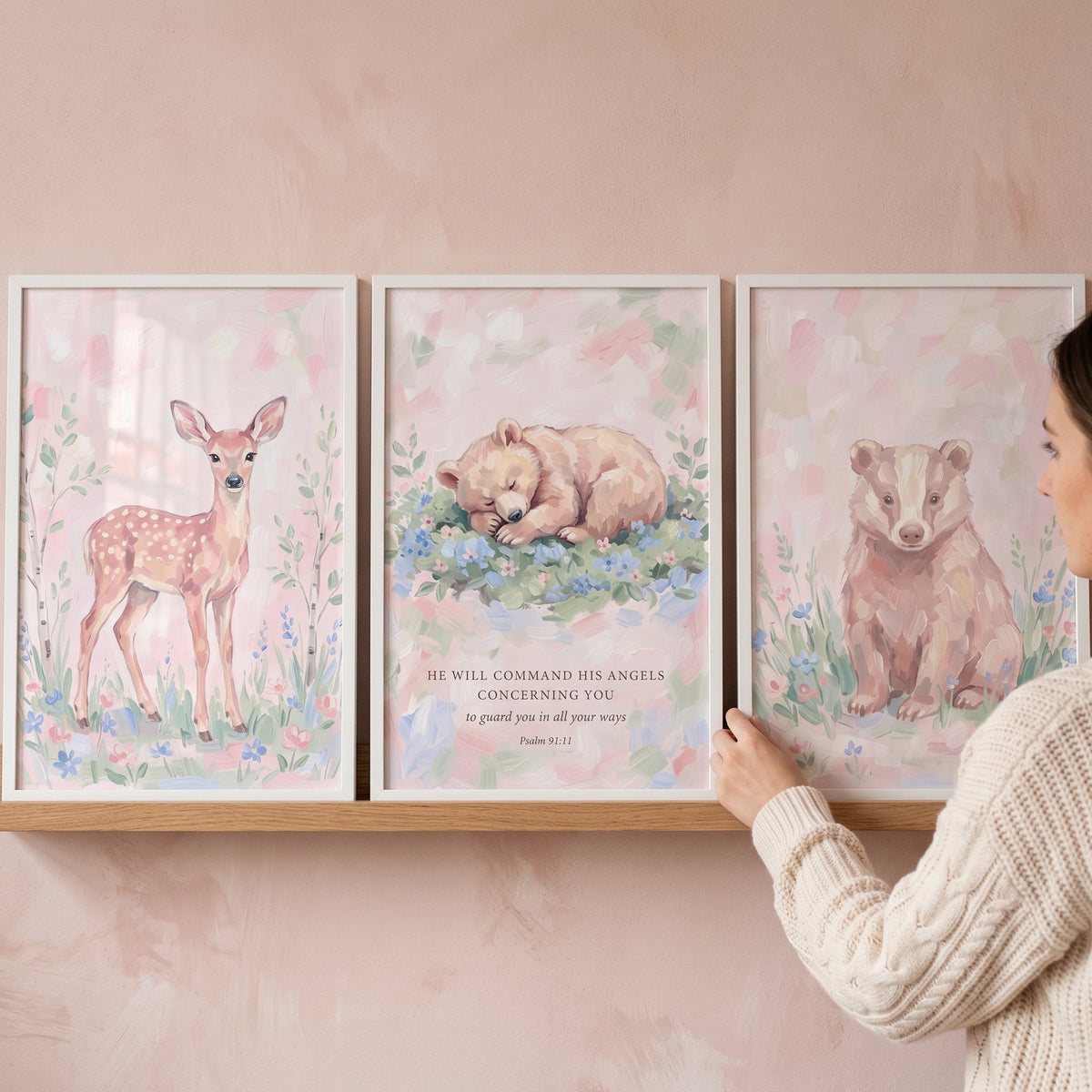 Sweet Woodland Nursery Animal Trio Digital Art Set