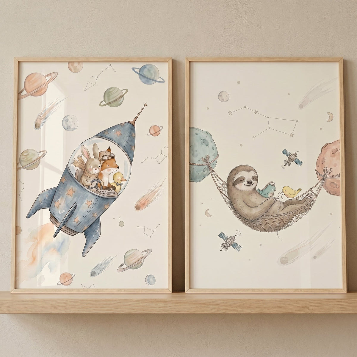Celestial Animals Space Adventure Digital Art Set