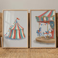 Vintage Carnival Tent and Carousel Digital Art Set