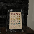 Retro Merry Christmas Stack Typography Digital Print
