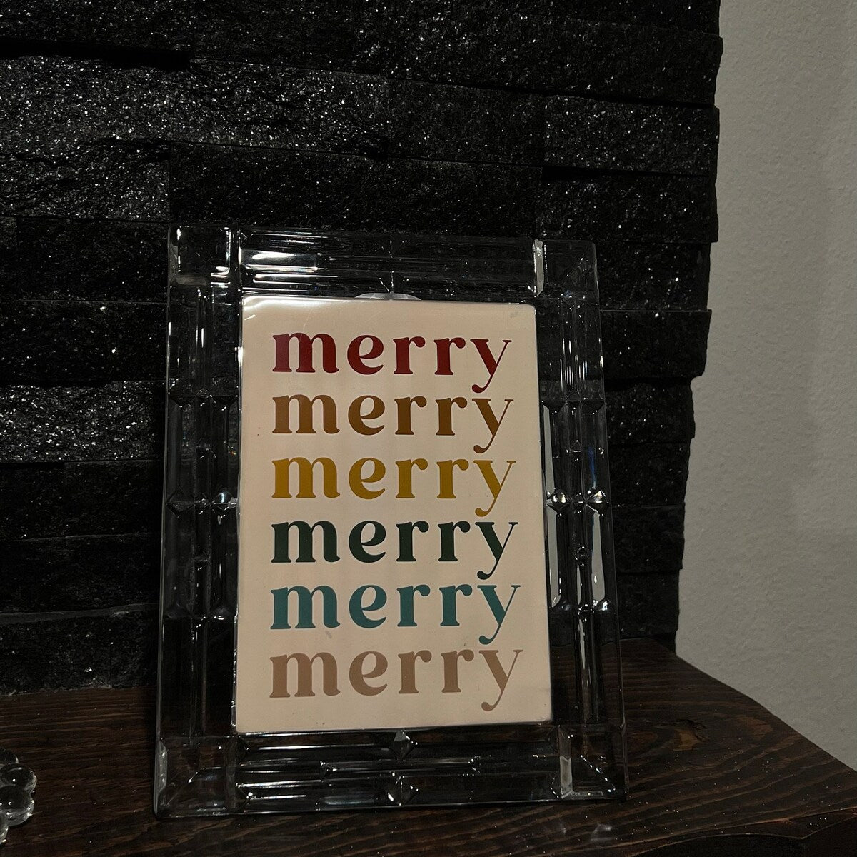 Retro Merry Christmas Stack Typography Digital Print
