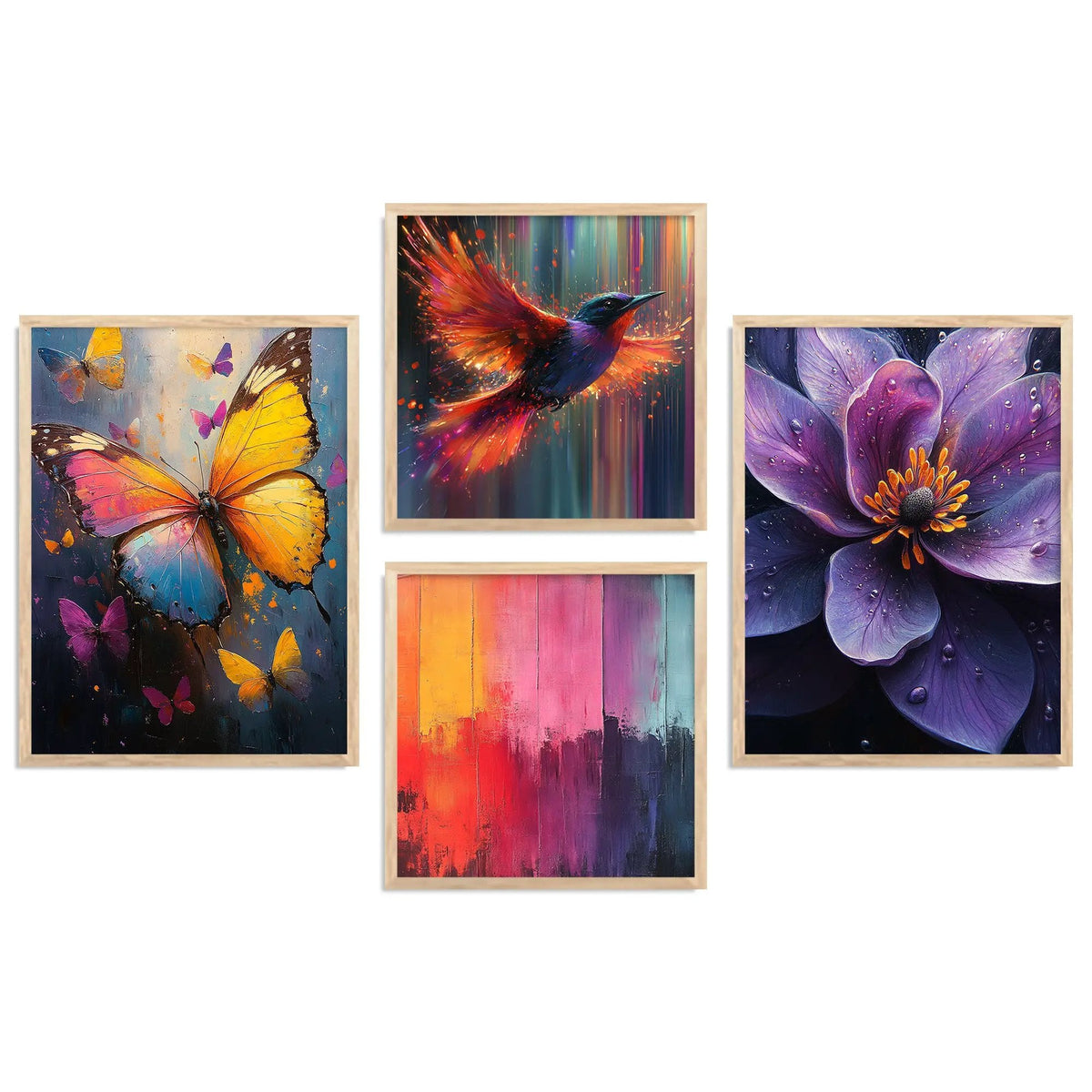 Vibrant Nature Multi-Panel Digital Art Collection