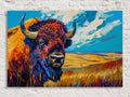 Vibrant Bison Prairie Oil Painting Digital Download