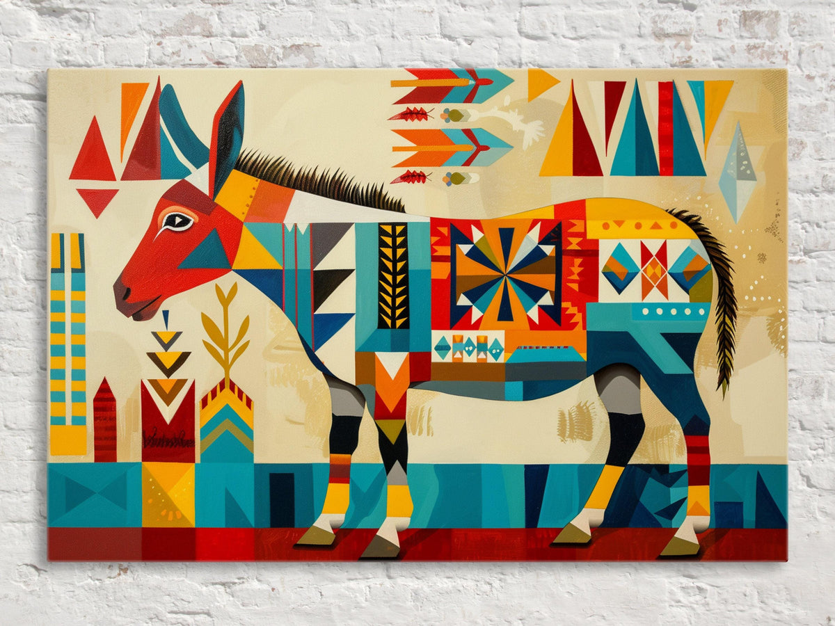 Geometric Aztec Donkey Digital Artwork
