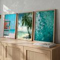 Tropical Coastal Paradise Digital Triptych