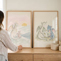 Magical Dragon Nursery Watercolor Digital Art Set