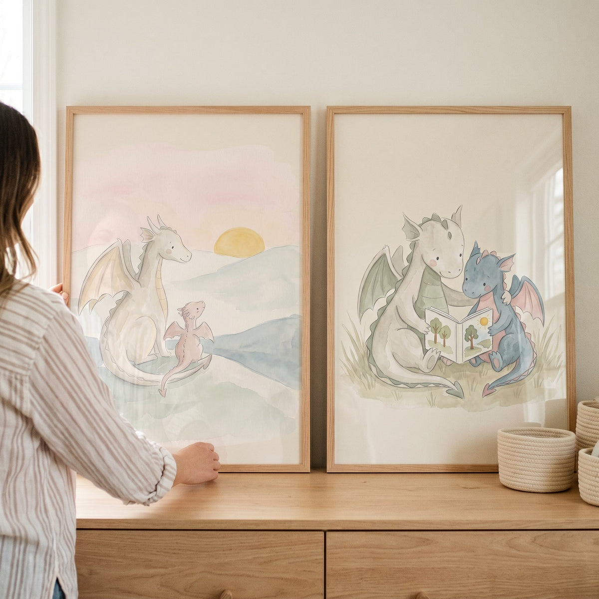 Magical Dragon Nursery Watercolor Digital Art Set