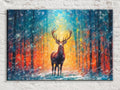 Stag in Winter Forest Digital Artwork