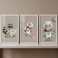 Space Explorer Animals Digital Art Trio