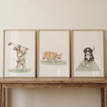 Golfing Dogs Digital Art Trio