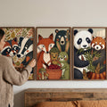 Whimsical Woodland Animals Triptych Digital Art