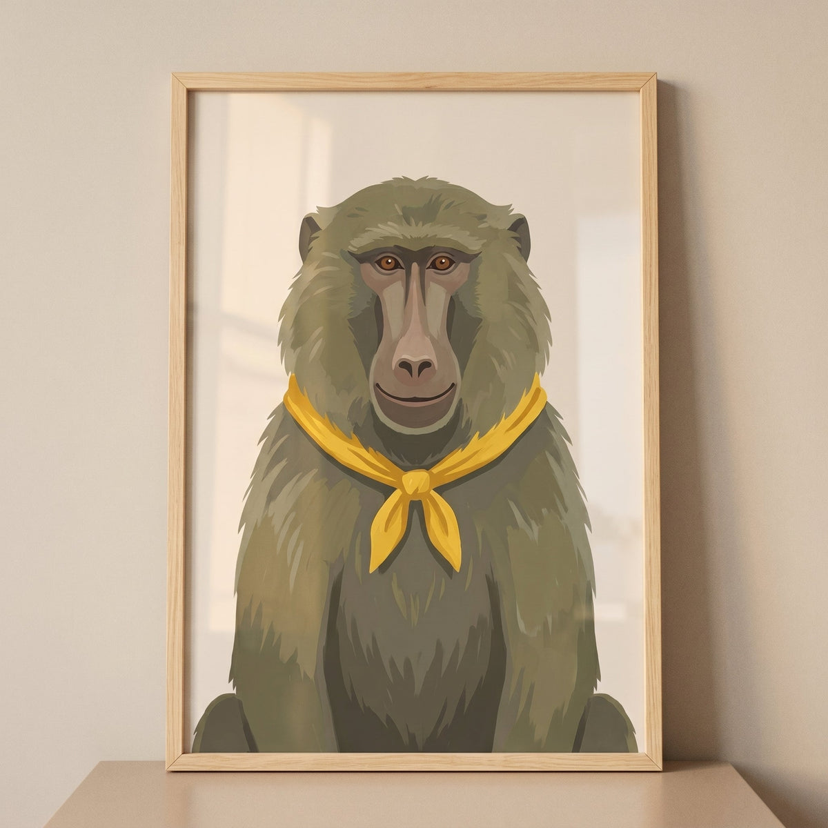 Chic Baboon with Yellow Scarf Digital Art