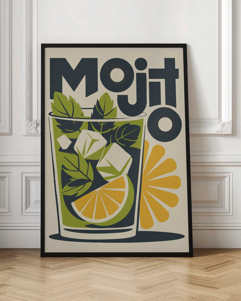 Retro Mojito Cocktail Digital Art Print