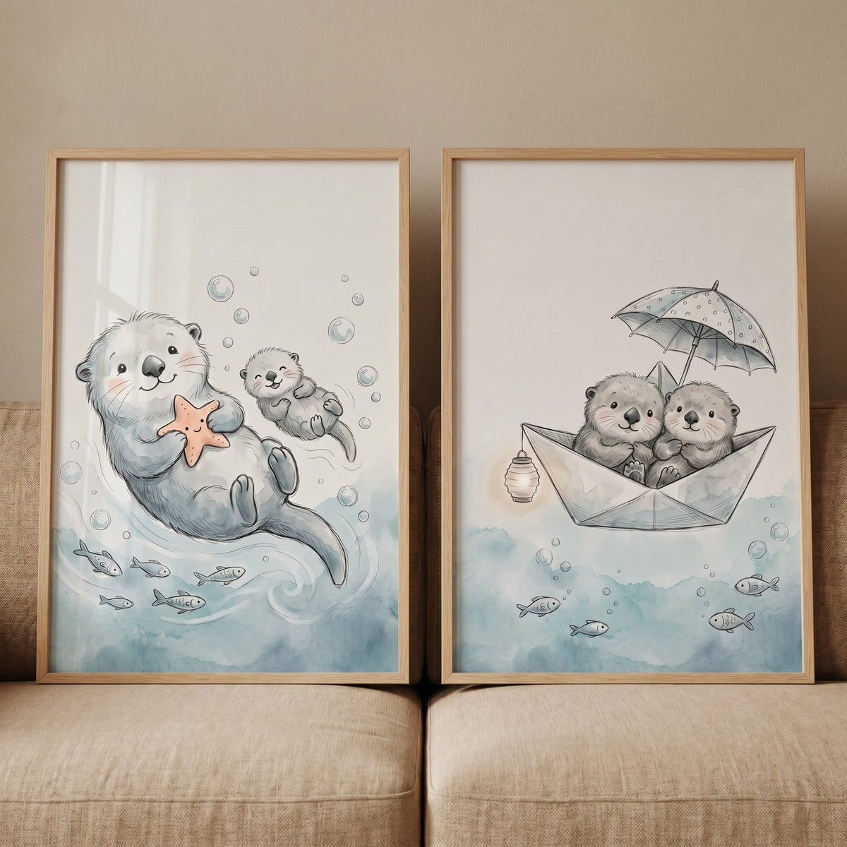 Adorable Otter Adventure Digital Art Set