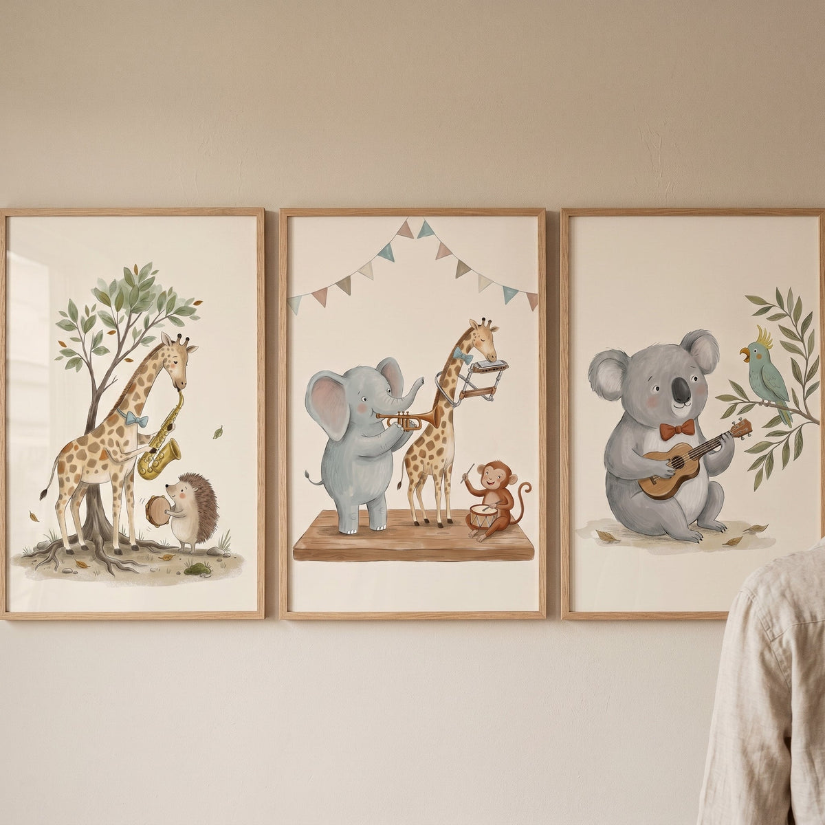 Charming Safari Animal Band Digital Artwork Trio