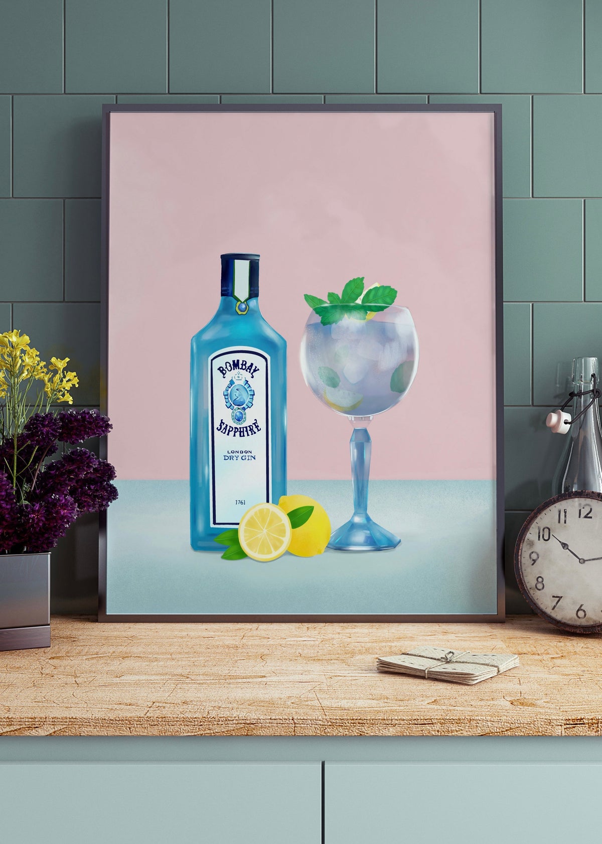 Bombay Sapphire Gin Cocktail Digital Art Print