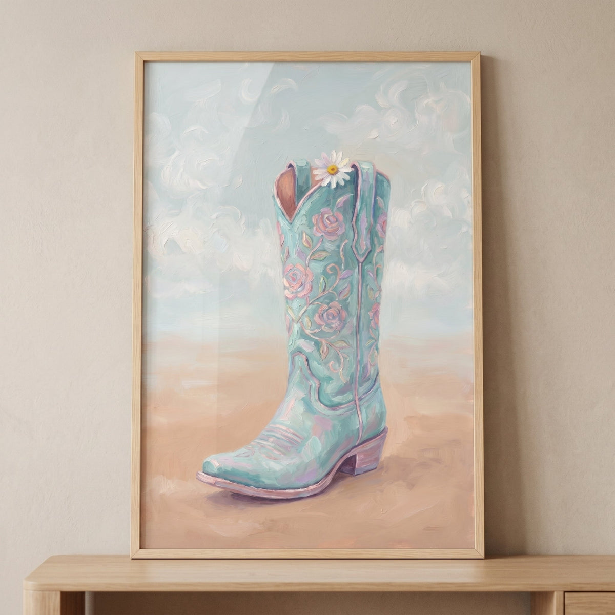 Pastel Cowboy Boot Digital Art Print