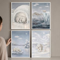 Watercolor Arctic Polar Bear Digital Print Set of 4