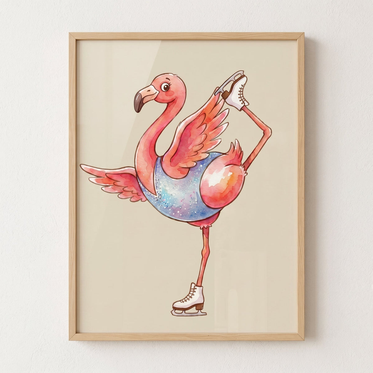 Ice Skating Flamingo Digital Art