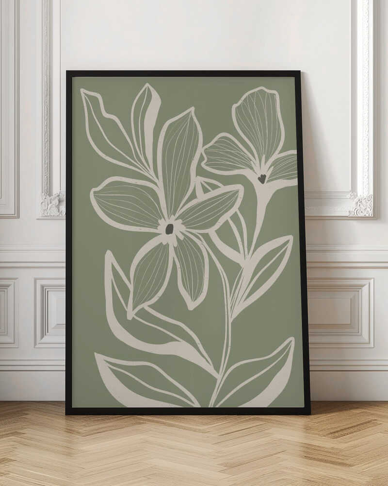 Minimalist Green Botanical Line Art