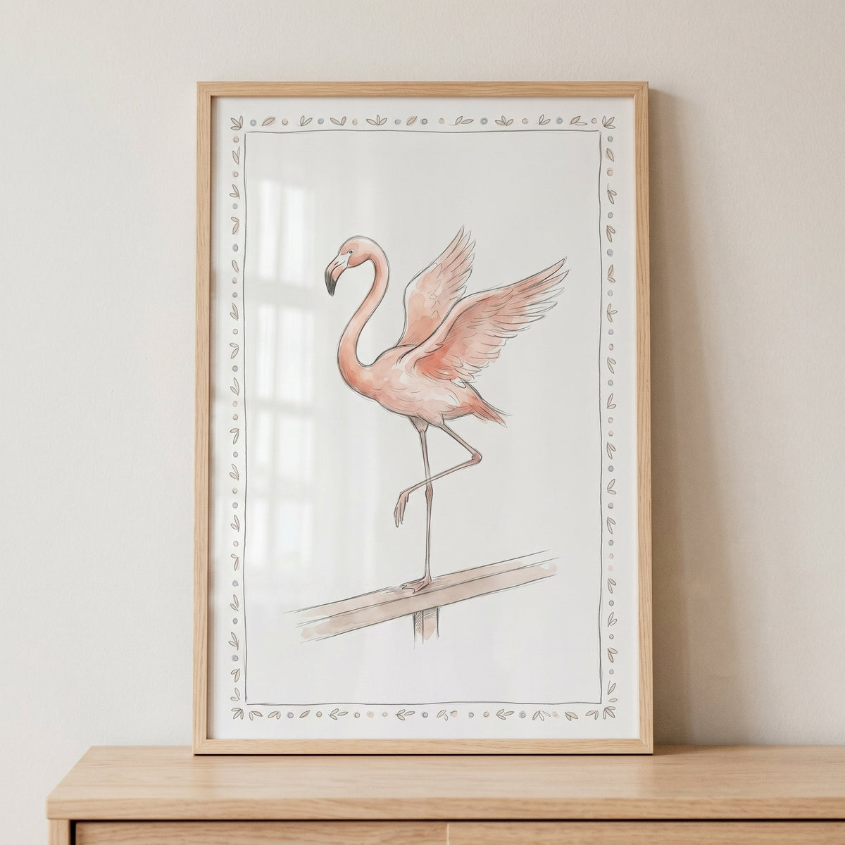Graceful Flamingo Watercolor Digital Art