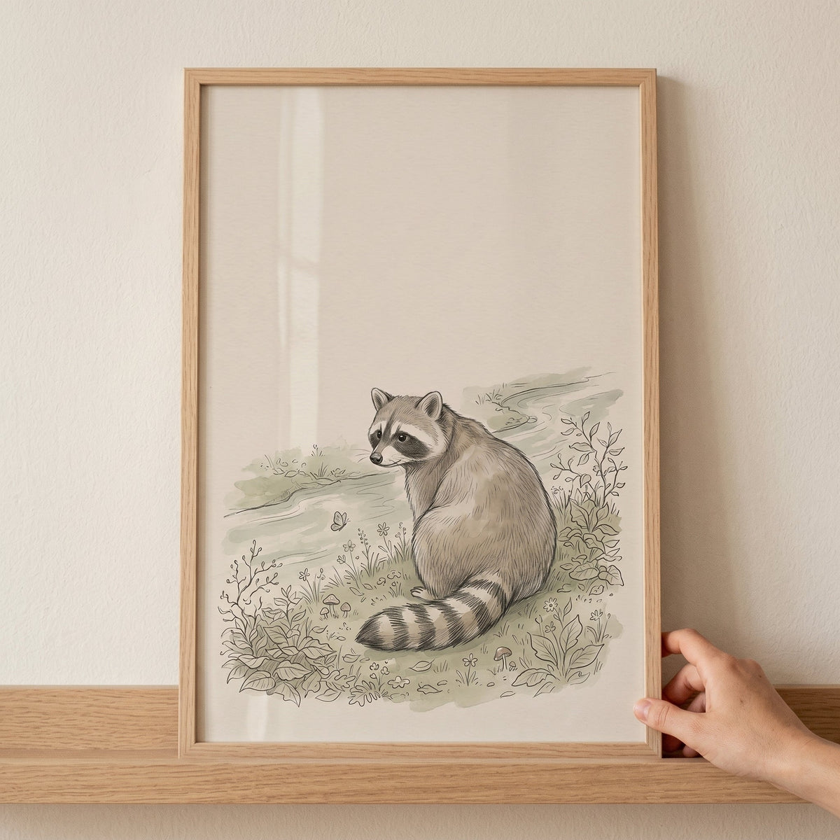 Charming Woodland Raccoon Digital Art Print