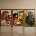Whimsical Woodland Friends Digital Art Trio