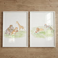 Jungle Animals Football Watercolor Digital Art Set