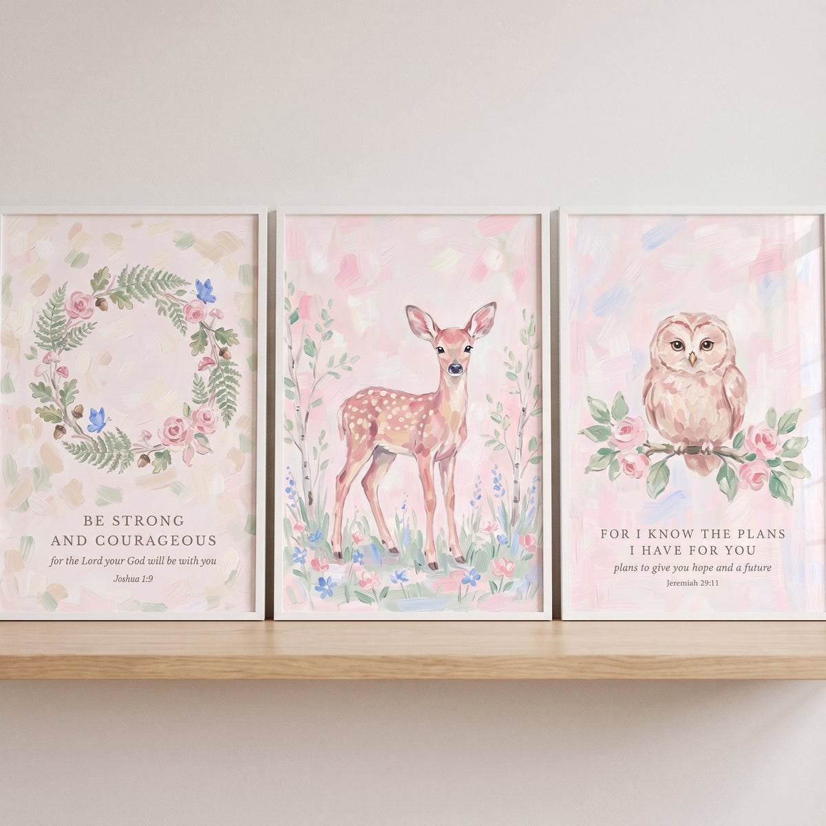 Enchanted Woodland Nursery Digital Art Triptych