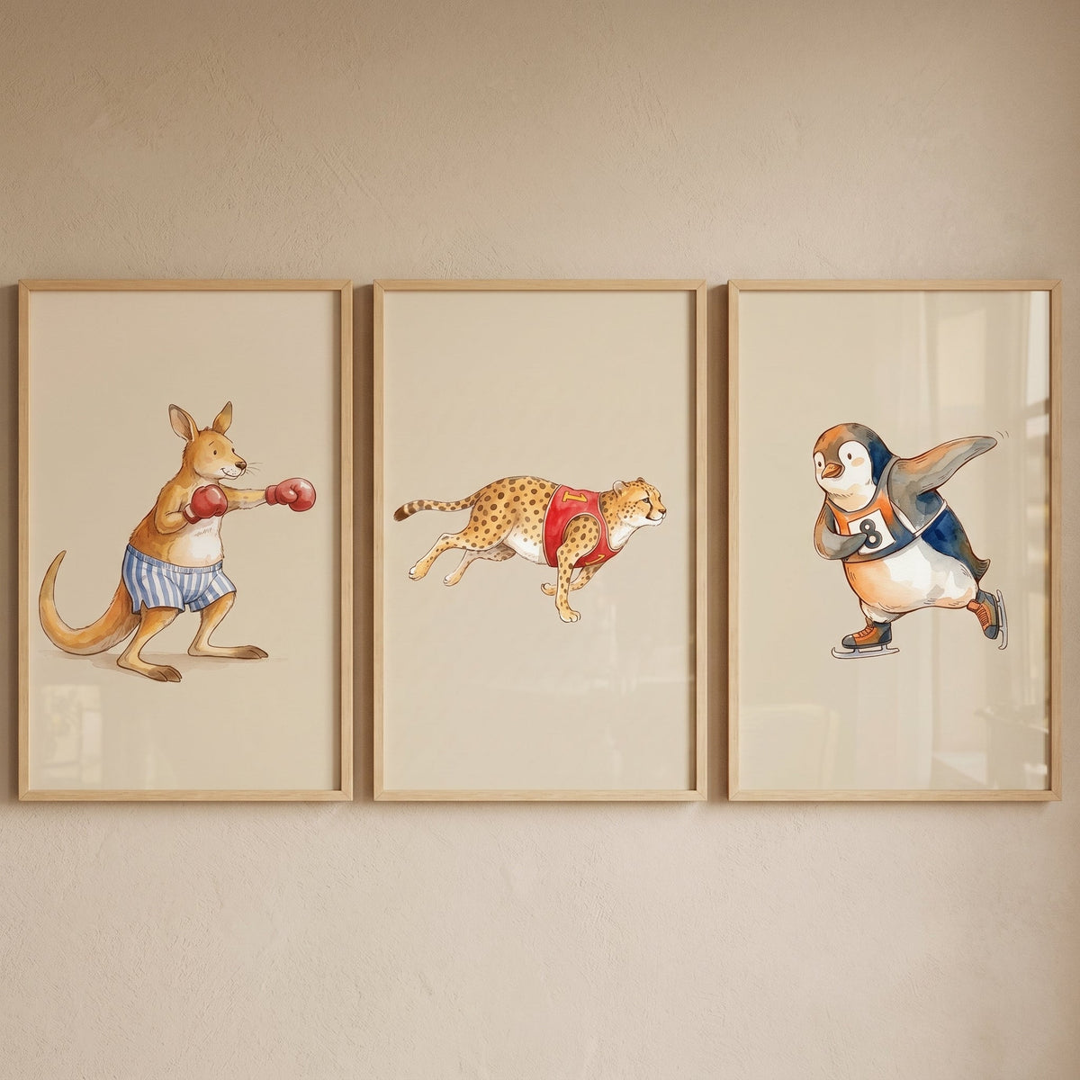Sporty Animal Trio Digital Art Prints