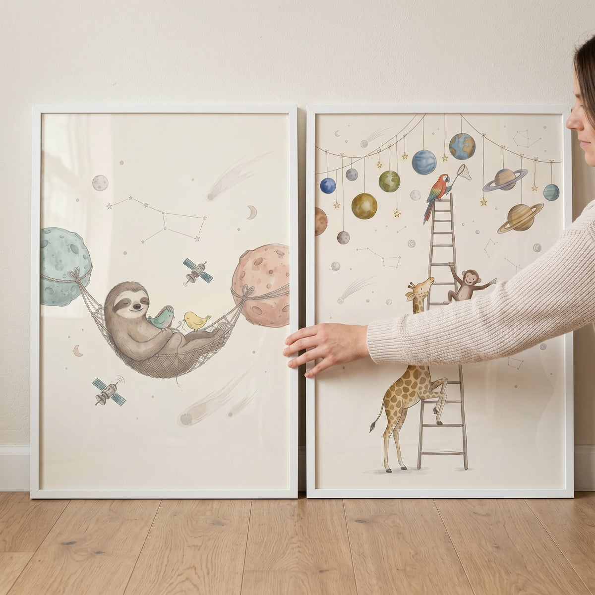 Charming Space Animals Digital Art Print Set