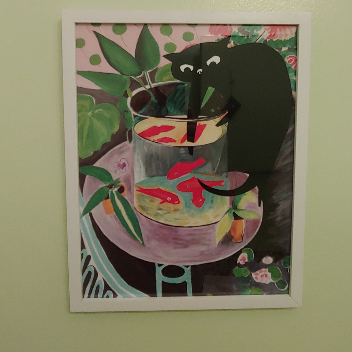Curious Black Cat and Goldfish Bowl Digital Art