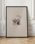 Retro Boombox Floral Bird Digital Art