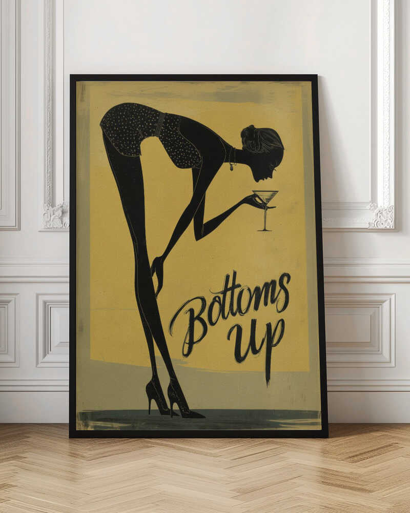 Bottoms Up Retro Martini Illustration Digital Download