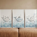 Magical Whale and Narwhal Nursery Triptych