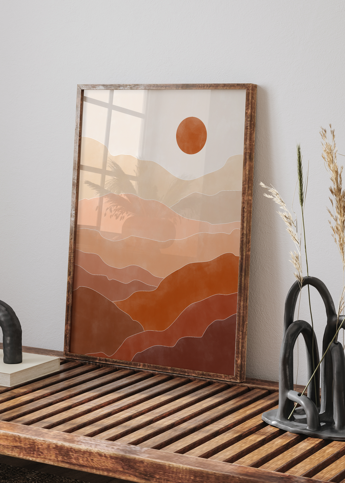 Terracotta Sunset Mountain Landscape Digital Art